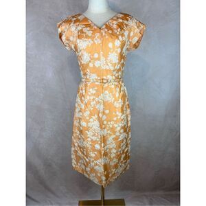 Vintage Orange Floral Midi Dress